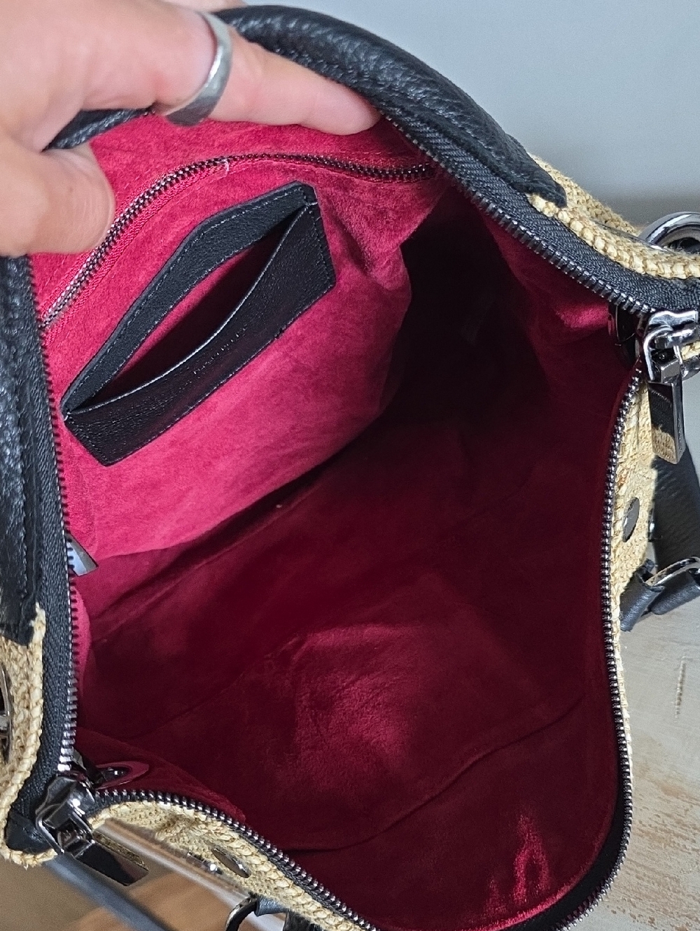 HAMMIT Daniel Chaparral Raffia Gunmetal Leather Bag - Picture 12 of 15
